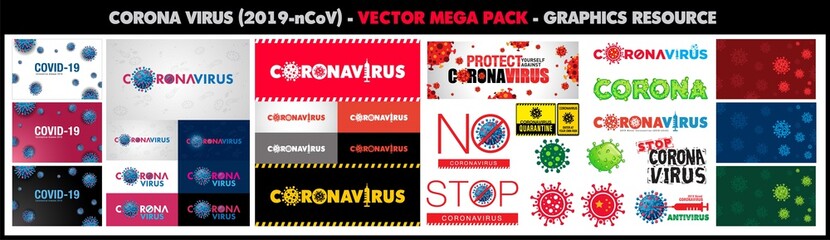 Obraz premium Coronavirus outbreak and influenza logo collection. COVID-19. vector logo set and symbol design to aware coronavirus COVID-19.