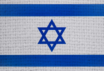 flag of Israel or Israeli banner on rough pattern texture background