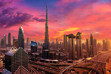 Fototapeta na wymiar Aerial view of downtown Dubai