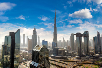 Naklejka premium Aerial view of downtown Dubai