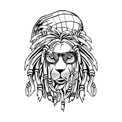 Lion rastaman on a white background