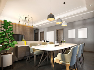 3d render of modern home interior living room