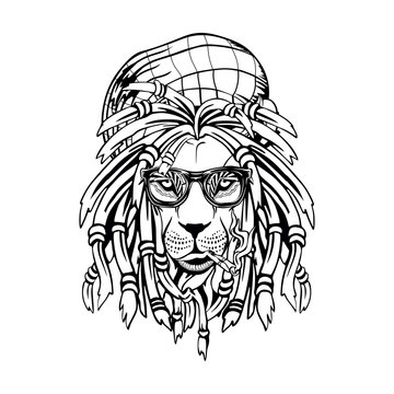 Lion rastaman on a white background