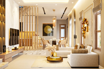3d render of modern home interior living room
