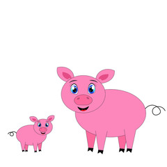 Pig cartoon vector illustration, farm animal 