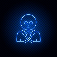 Censer, ribbon blue neon vector icon .Transparent background. Blue neon vector icon