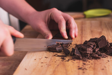 cutting chocolate
