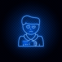 Rash, arm blue neon vector icon .Transparent background. Blue neon vector icon