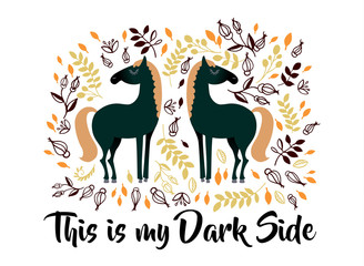 Horse children sticker design. Funny character in cartoon style. Vector illustration.