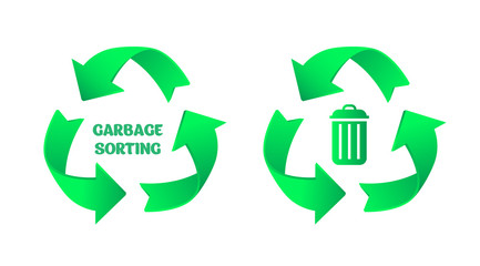 Obraz premium Poster design a natural life style and eco friendly style with green arrows on white backdrop. Vector illustration.