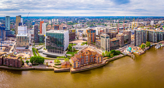 Aerial view of the US Embassy in central London, UK