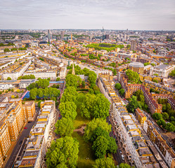Aerial view of central London, UK