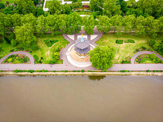 Aerial view of the London Peace Pagoda in central London, UK