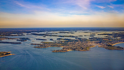 Golfe du morbihan, Morbihan golfe and Quiberon in french britanny from aerial view