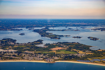 Golfe du morbihan, Morbihan golfe and Quiberon in french britanny from aerial view
