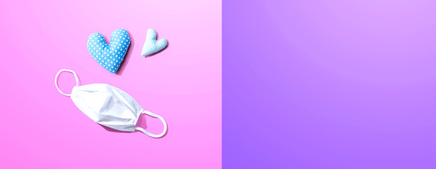 Medical worker appreciation theme with hearts and a face mask