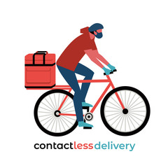 Naklejka premium Contactless delivery service bicyclist vector icon