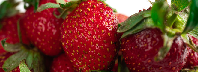 close-up macro photo of fresh strawberries