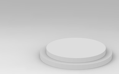 3d gray white cylinder podium minimal studio background. Abstract 3d geometric shape object illustration render.