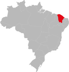 Ceará state highlighted on Brazil map. Business concepts and backgrounds.