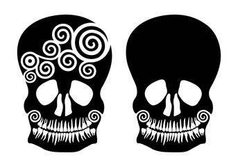 Halloween mask skull with teeth ornament. Vector illustration.