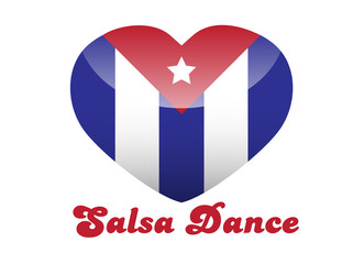 Cuban dance poster design. Boy and girl in cartoon style. Vector illustration.