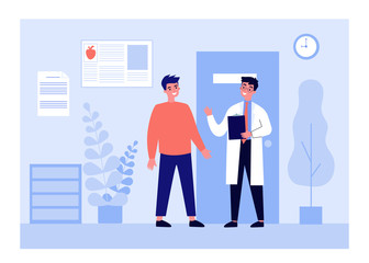Patient visiting doctor office. Young man consulting physician in hospital or clinic. Can be used for healthcare, medical consultation, diagnosis, healthcare, therapy concept