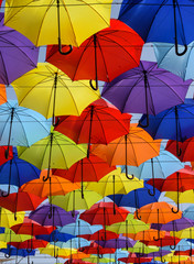 an umbrella as a decoration on the street