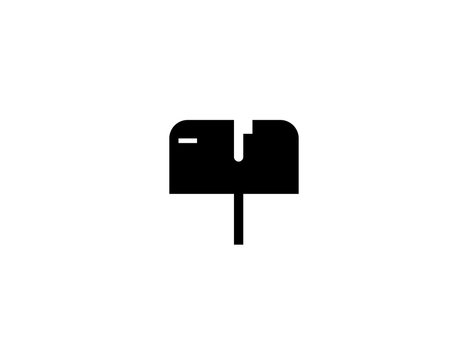 Closed mailbox with raised flag vector flat icon. Isolated mailbox emoji illustration