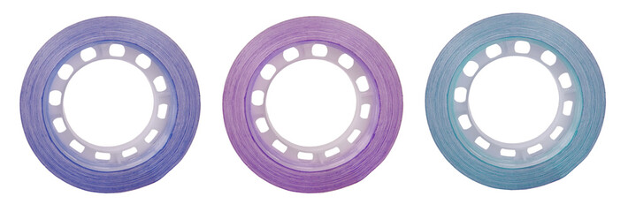 Three duct tapes colorful adhesive with transparent adhesive tape