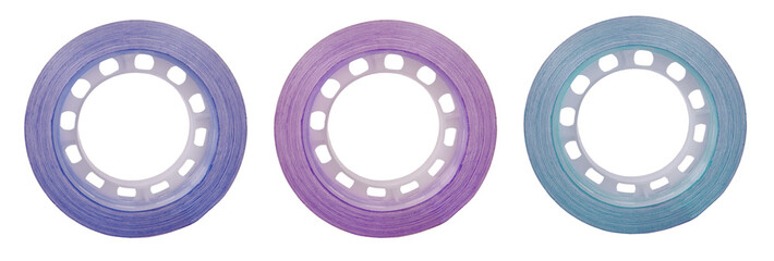 Naklejka premium Three duct tapes colorful adhesive with transparent adhesive tape