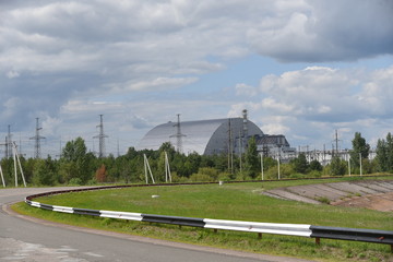 Fototapeta na wymiar Chernobyl new safe confinement. Chernobyl nuclear power plant. Summer 2019.