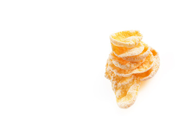 Breakfast cereals isolated on a white background. Glazed cornflakes for breakfast best with milk. Diet, clean eating concept. Antioxidant, omega-3, protein, mineral nutrients - vegetarian diet concept