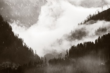 Dolomites fog valley