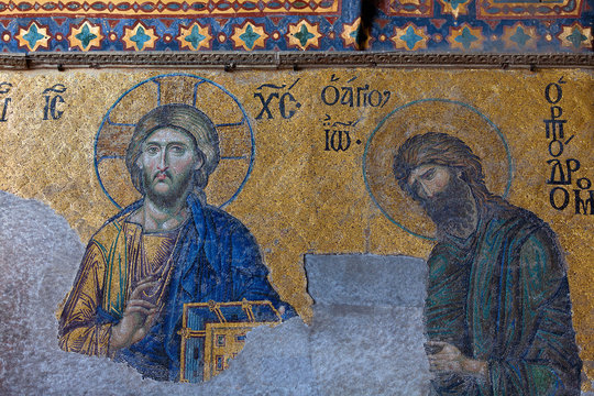 Jesus Christ, a Byzantine mosaic in the interior of Hagia Sophia