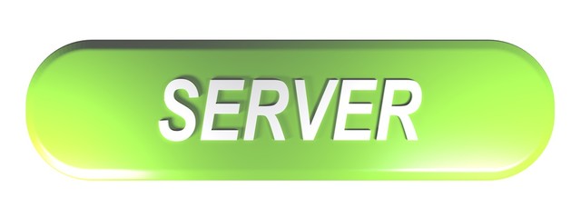 SERVER green rounded rectangle pushbutton - 3D rendering illustration