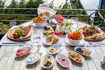 banquet table with snacks