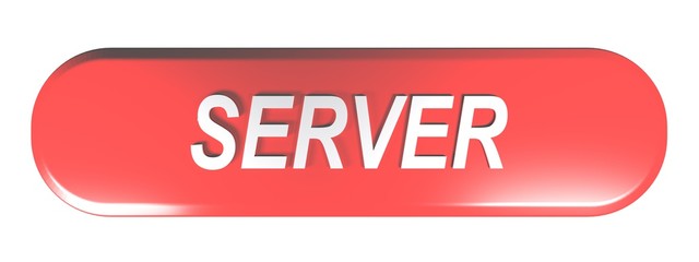 SERVER red rounded rectangle pushbutton - 3D rendering illustration