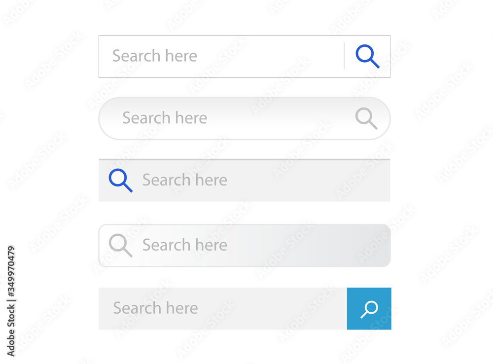 Aufkleber Search bar web fields vector interface design isolated on white color, illustrated set of ui search box and button modern element image