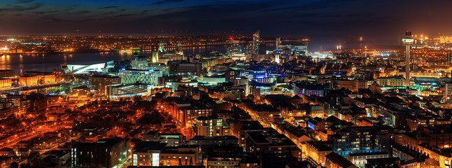 Liverpool skyline rooftop night view