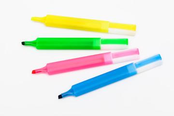 Beautiful color felt-tip pens on white background