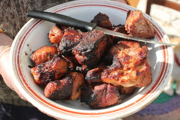 meat on the grill. fried pork. Barbecue