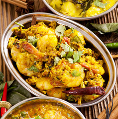 Prawn curry in a steel dish