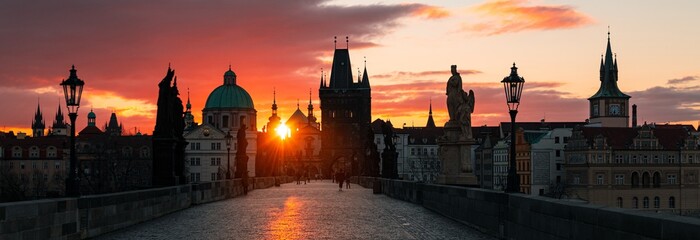 Fototapeta premium Prague skyline sunrise