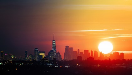 Fototapeta na wymiar New York City downtown skyline day and night
