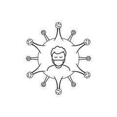 Human face with flu mask icon symbol, flu disease concept and wearing medical mask to prevent the spread of viruses. Vector illustration eps 10