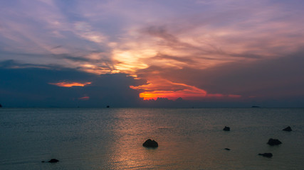 Thailand island beautiful sunset view.