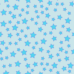 Seamless pattern of a star on a blue background.