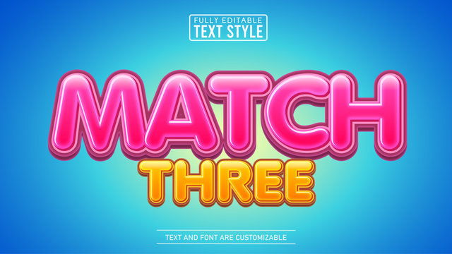 Match Three Sweet Game Title Editable Text Effect