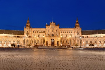 Seville Plaza de Espana night